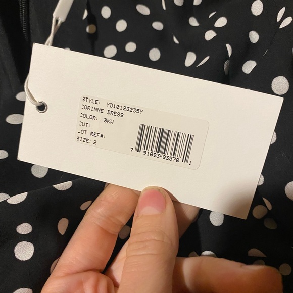 NWT Likely Revolve Corinne ruffle front long sleeve polka dot dress - Picture 4 of 5